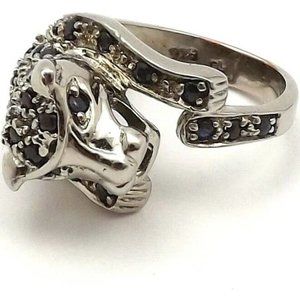 Sterling Silver Sapphire Leopord Ring